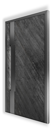 Drzwi wejściowe H331 NEWAY Exclusive Doors. Wykonane z forniru Black Rock. Pochwyt: PS21, dopasowany do panelu