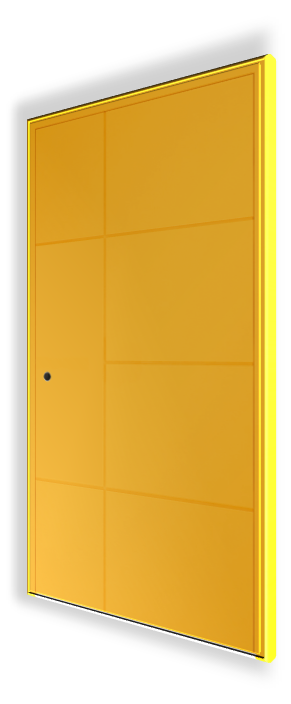 Ekskluzywne drzwi wejściowe P112 NEWAY - RAL 1023 - Aplikacje frezowania - Pochwyt QA10, RAL 9005, 2000 mm