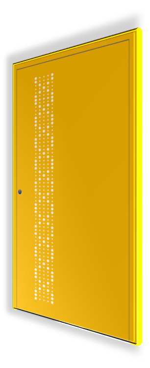Ekskluzywne drzwi wejściowe P132 NEWAY - RAL 1018 - Otwory okrągłe z matową szybą VSG 33.1